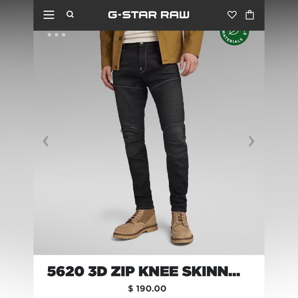 G-Star Raw 5620 3D Zip Knee Skinny Jean in New Dark Aged size 32x32